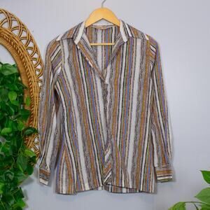 VTG Koret of California Stripe Blouse 70s Boho Textured Print | True Autumn